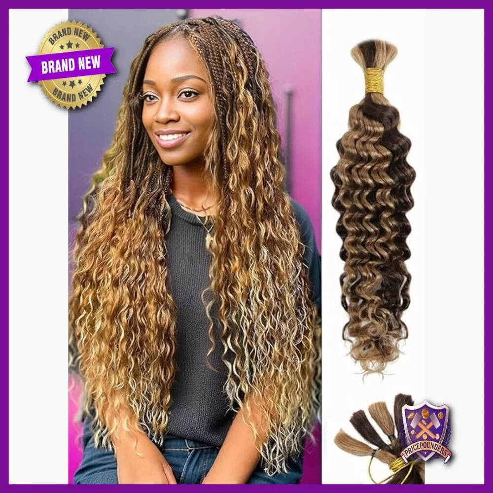 18 Inch Deep Wave Human Hair Extensions 1 Bundle 50g for Bohemian Braids - Picture 1 of 6